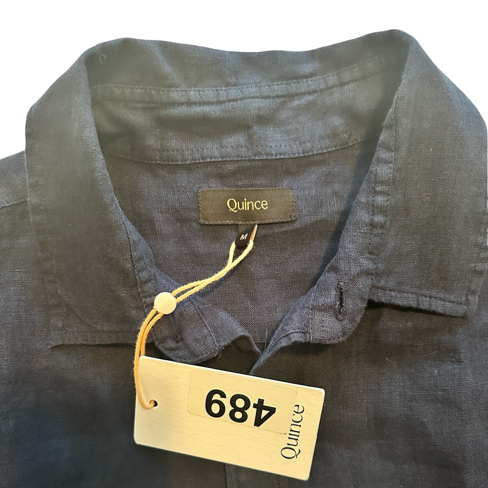 Quince NWT European Linen Short Sleeve Shirt Deep Navy Men’s Size M - Picture 6 of 7